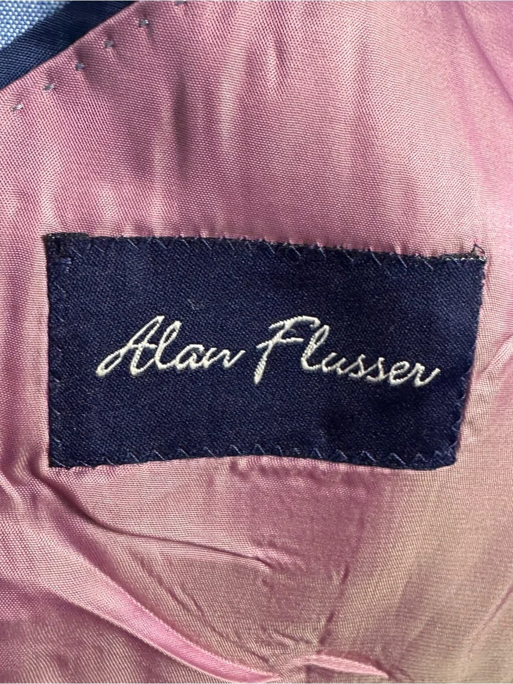 Alan Flusser Notched Blazer 48R Blue Cotton Silk Blend Sport Coat Coastal Preppy